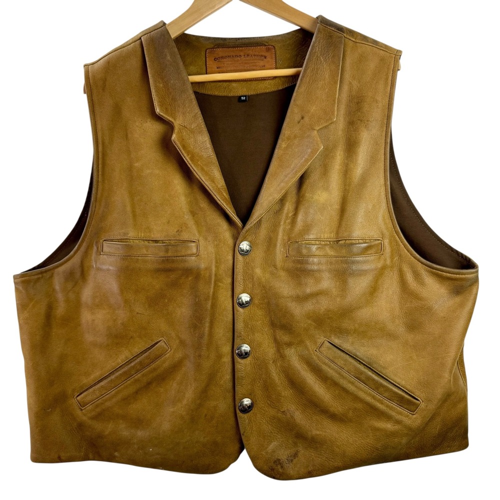 Coronado Leather Concealed Carry Vest Mens 52 XXL Western Biker Nickel Buttons